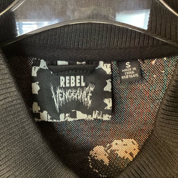 NWT Rebel Vengeance Grim Reaper Tapestry Style Bomber Jacket - Black - S - Picture 7 of 9